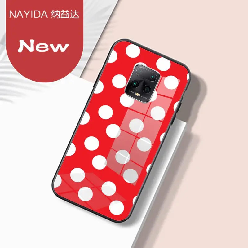 a red and white polka dot pattern case for the samsung s9