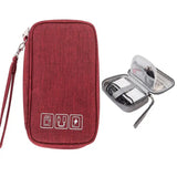 a red case with a zipper and a white logo on it