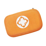 a small orange case with a white logo