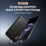 Portable power bank with fast charging capabilities for mobile devices.