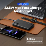 Portable power bank with fast charging capability for Android devices.