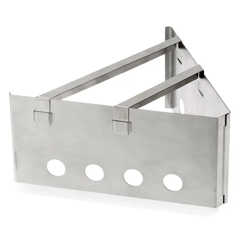 a stainless steel bracket with four holes