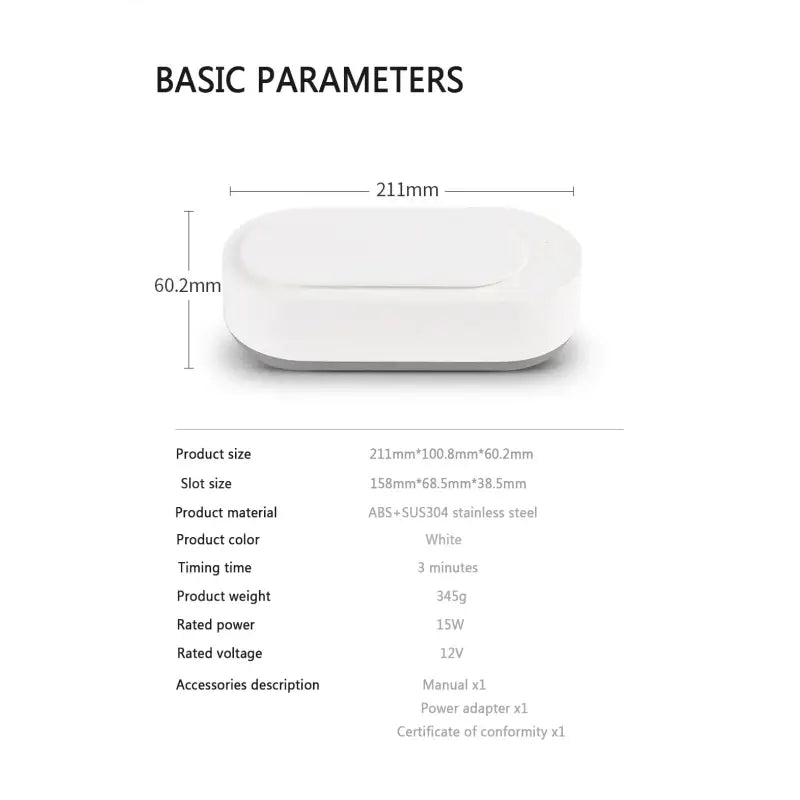 a diagram of a white plastic container with measurements for the product