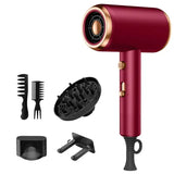 the hair dryer is a red and gold colored hair dryer