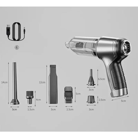 A close up of a hair dryer with a diagram of the parts