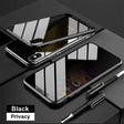 Privacy-focused smartphone case with a reflective black surface.