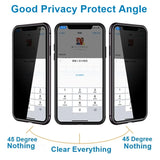 Privacy screen protector for smartphones demonstrating different viewing angles.