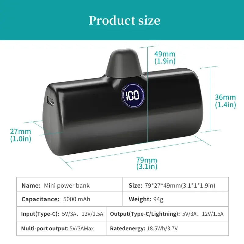 the product features a large, black, plastic case with a blue circle logo