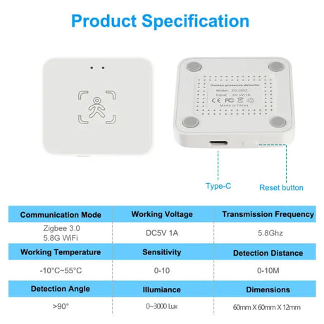 The product features a wireless sensor and a sensor sensor