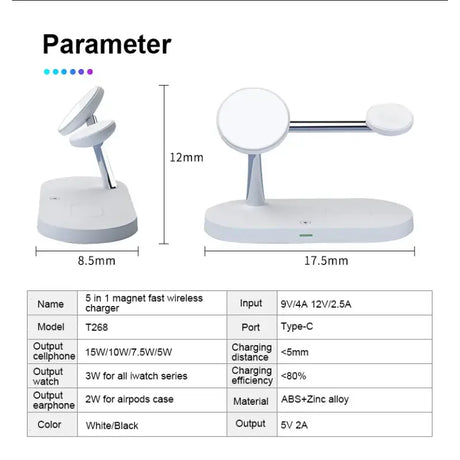 The product is shown with the product’s measurements