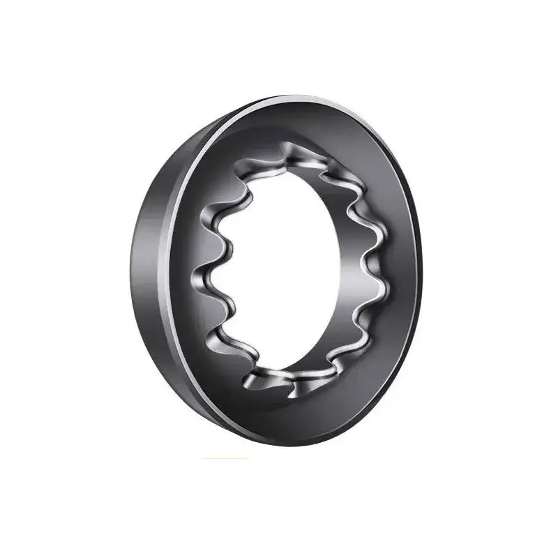 a black and white image of a circular metal object