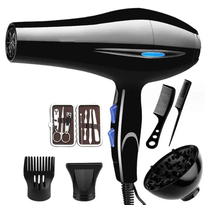 a hair dryer with a hair brush and comb