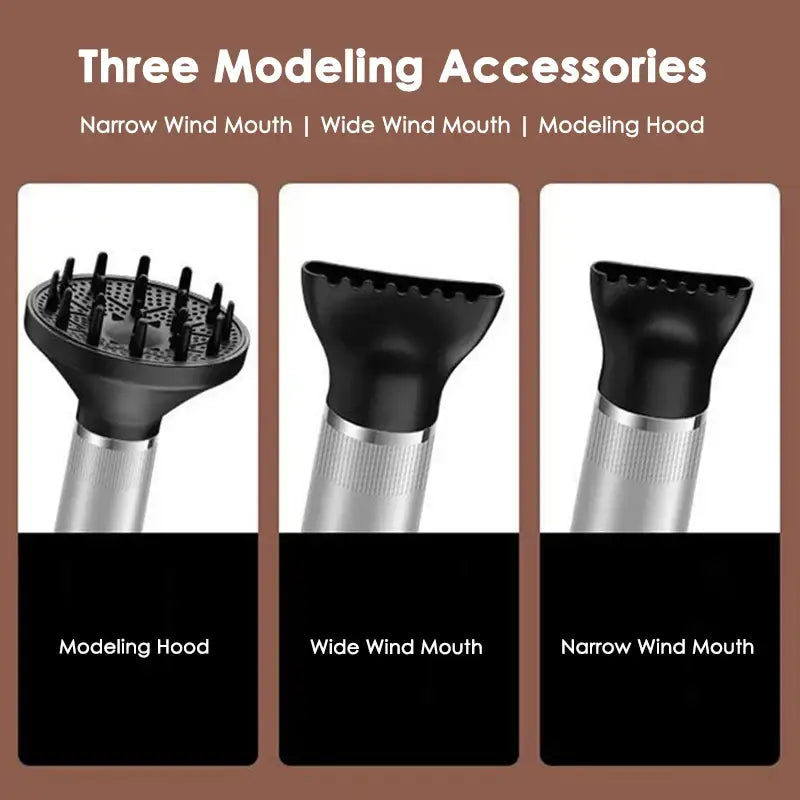 three models of hair dryer with different types of hair