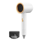 the hair dryer is shown with a gold handle