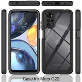 Protective case for a Motorola G22 smartphone showcasing various angles and features.