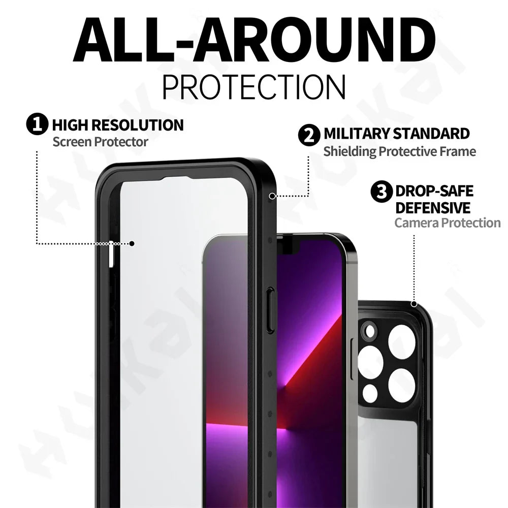 Shockproof IP68 Waterproof Case For iPhone 15 14 13 12 11 Pro Max XR XS Plus 8 7 2022 Metal Aluminum Phone Luxury Cover