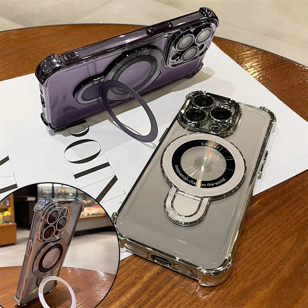 Protective phone cases with magnetic ring stands.