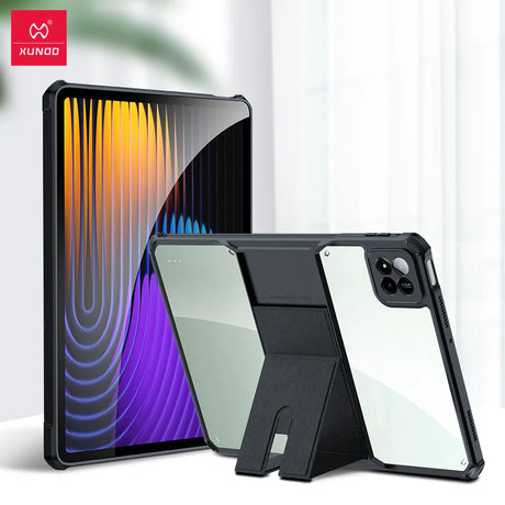 Protective tablet and phone cases with stands.