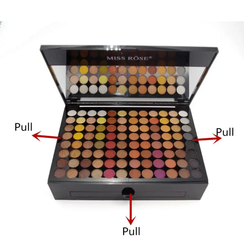 a makeup palette with the words miss rose and the words pull