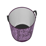 a purple and black bucket with a white handle