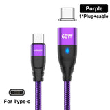 a purple and black cable with a usb type c connector