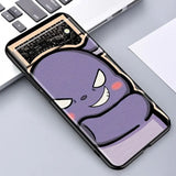 a purple cat with a black cat on it’s back case for the iphone