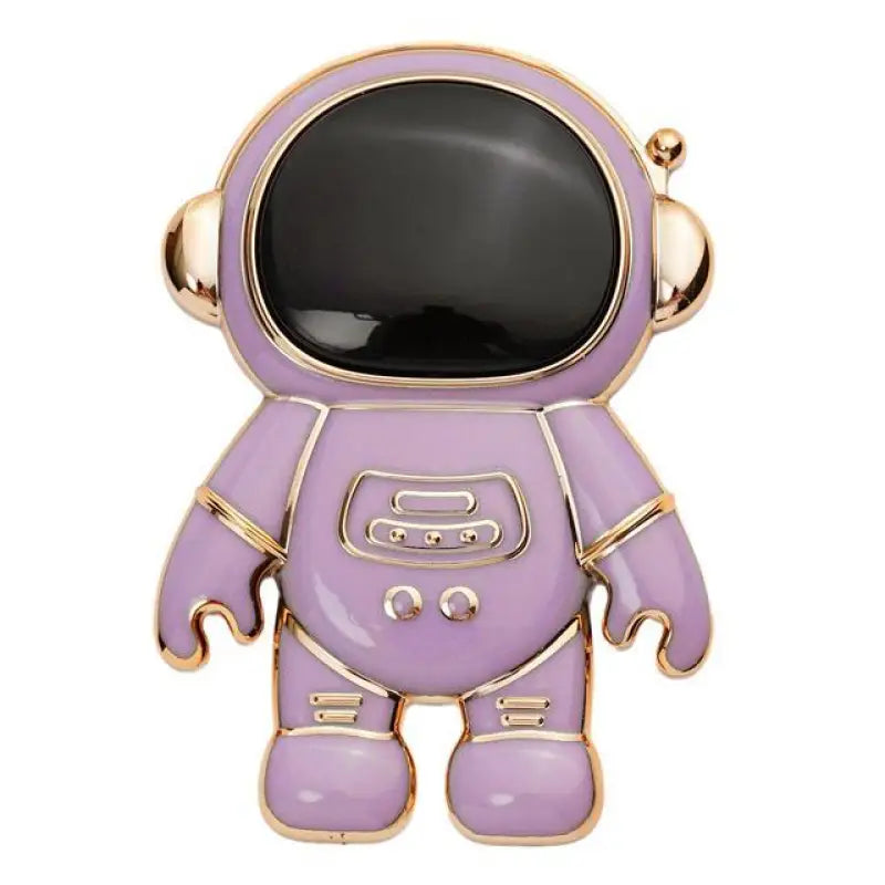 a purple and black enamel astronaut charm