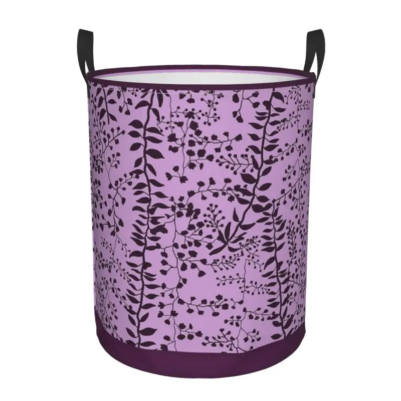 a purple and black floral print laundry ham