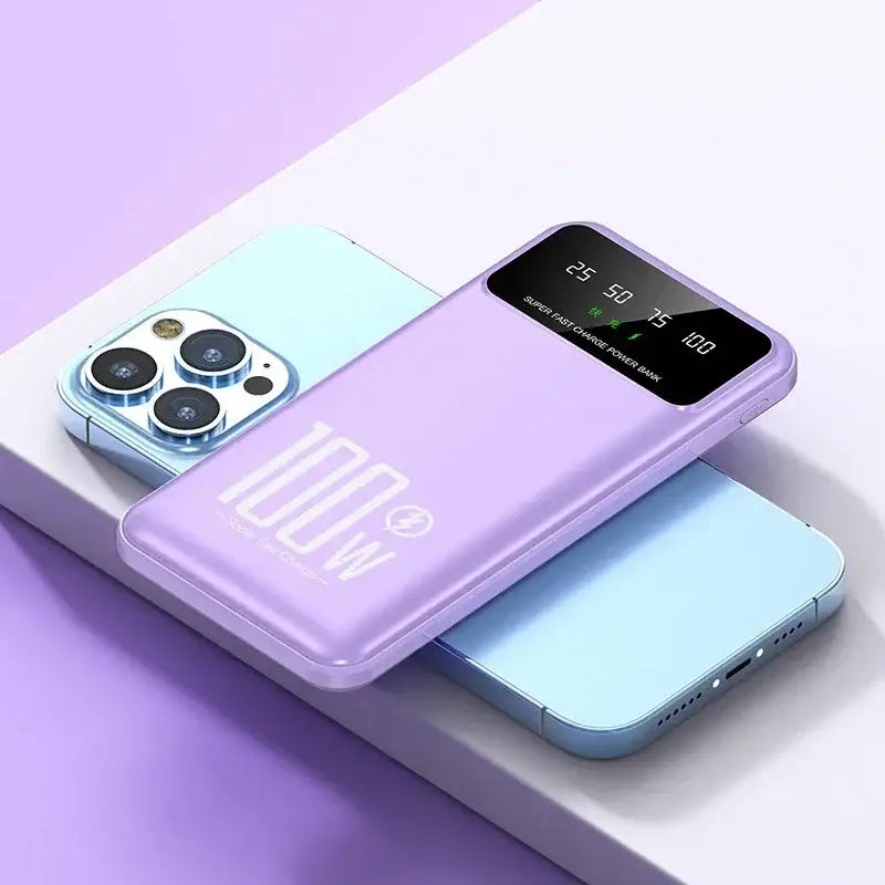 a purple and blue iphone case with a camera