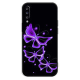 purple butterflies on black phone case