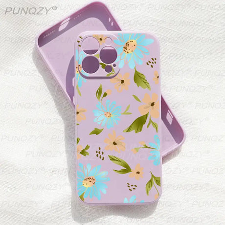 a purple phone case with a floral pattern