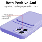the back of a purple case with a hole in the middle