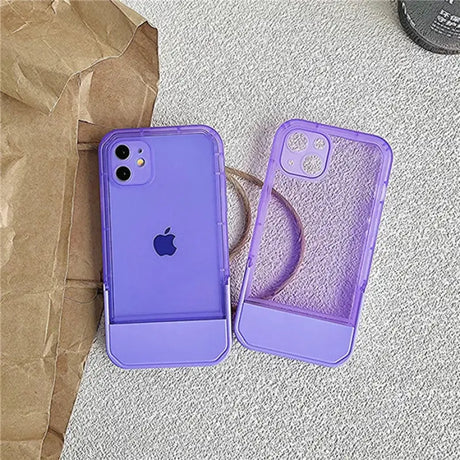 A purple case with a phone in it