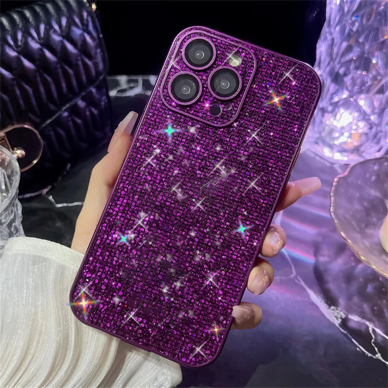 a purple case with sparkling stars on it