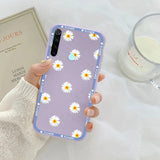 purple daisy phone case with blue dots