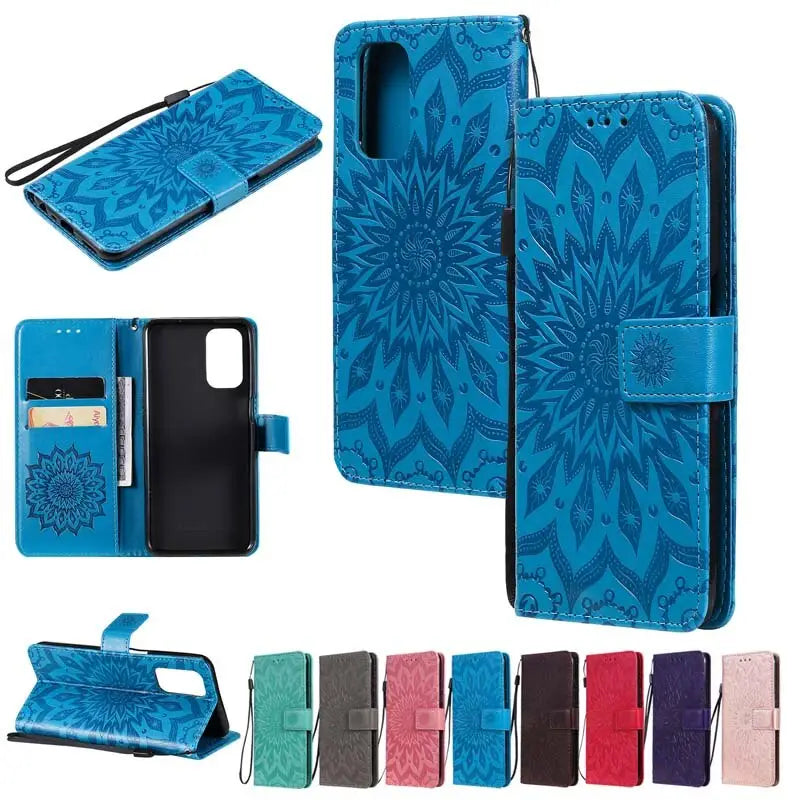 blue flower pattern wallet case for samsung s9