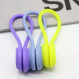 a pair of earphones with a yellow and blue earband