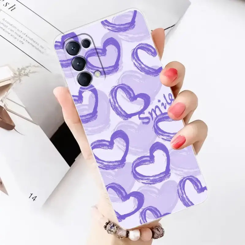 purple heart pattern phone case