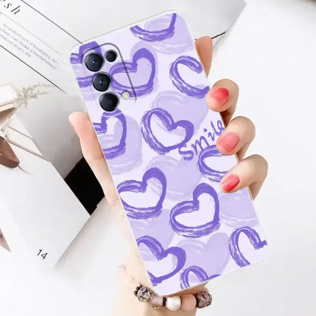 Purple heart pattern phone case