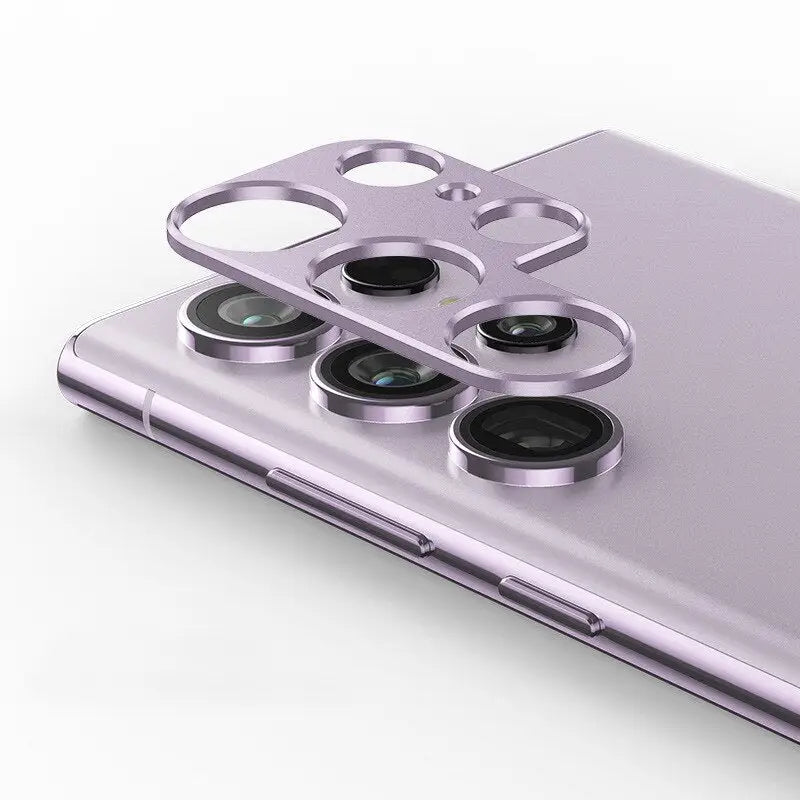 the back of a purple phone with two cameras