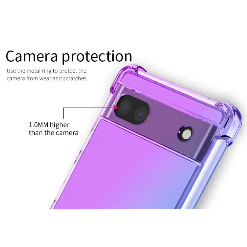 the back of a purple phone with the camera attached