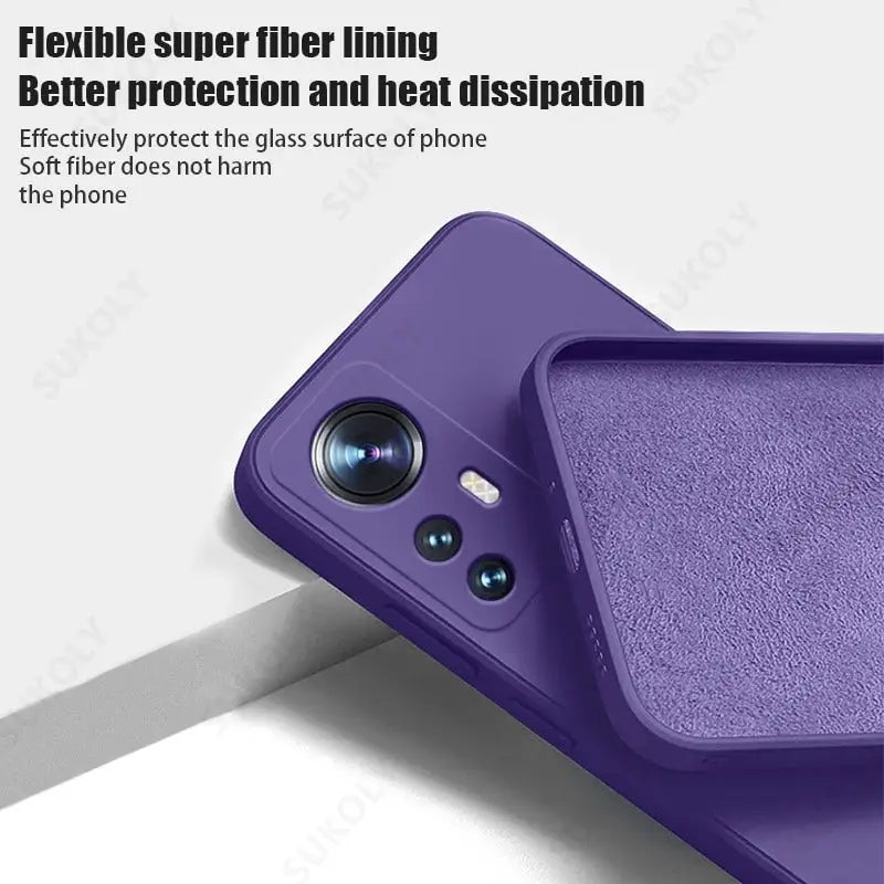 the back of a purple iphone case with a camera lens