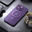 Purple iPhone case with a circular magnetic ring and triple camera cutout.