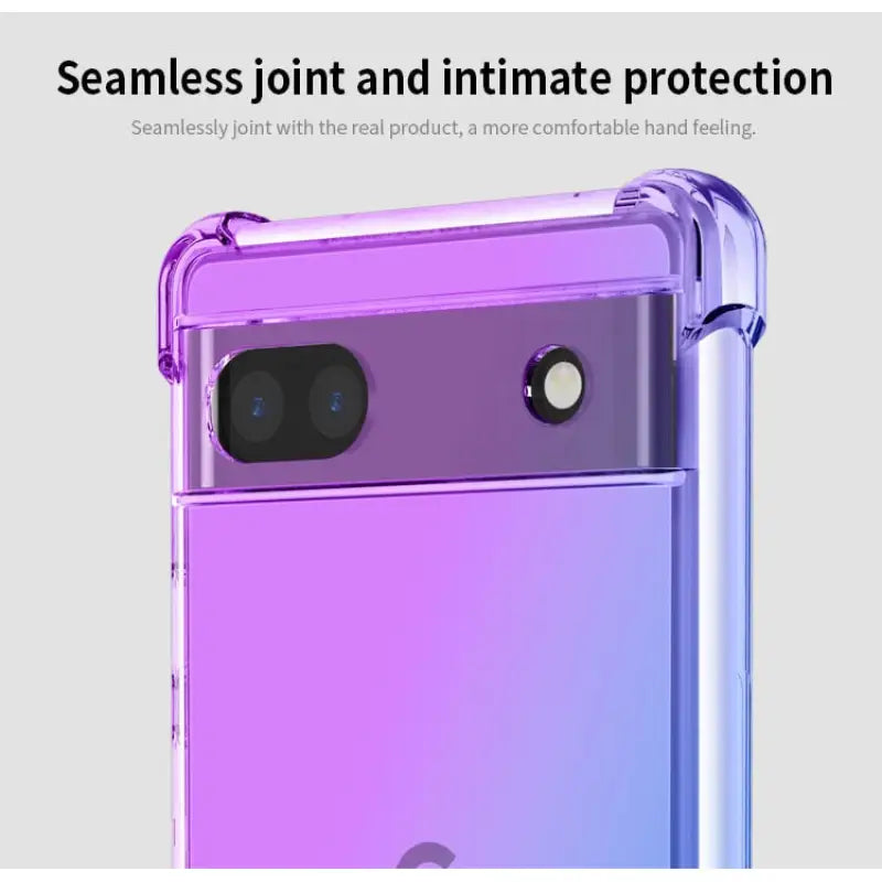 the back of a purple phone with a camera lens