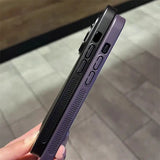 the back of a purple phone with a black case