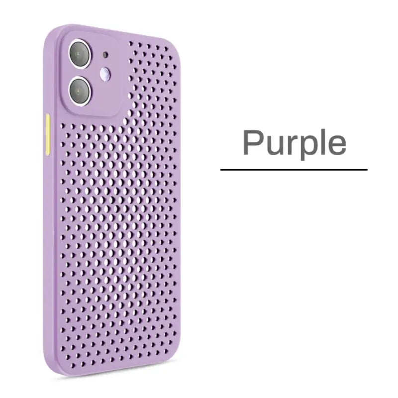 the purple iphone case is shown with the purple logo