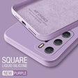 the back of a purple iphone case with a purple background