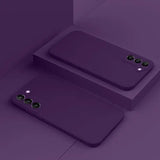 two purple iphone cases on a purple background
