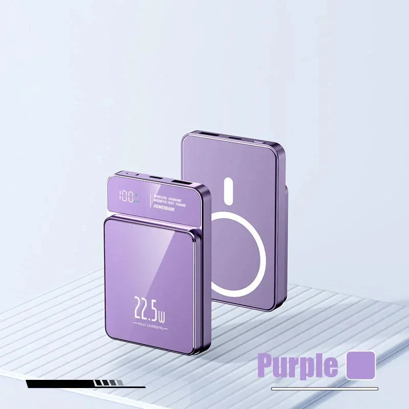 purple ipod case with a white button on top of it