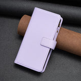 purple leather case with a white leather wallet on a black background